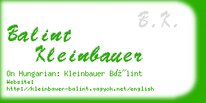 balint kleinbauer business card